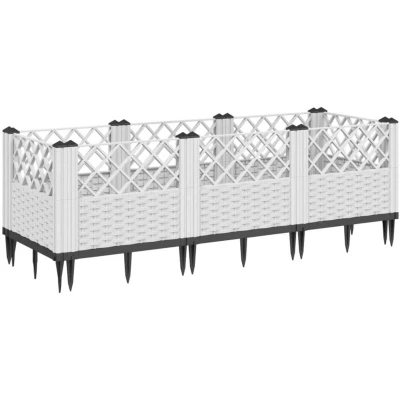 Image of vidaXL Garden Planter with Pegs White 123.5x43.5x43.5 cm PP