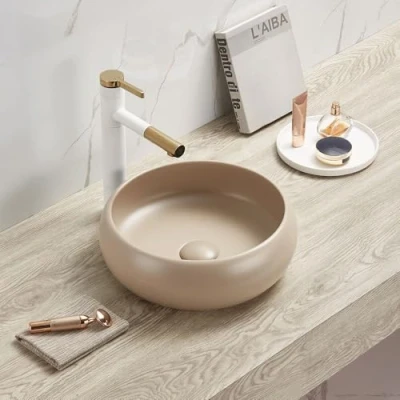 Image of Milano Elements Sand Round Countertop Bathroom Basin Sink 360mm