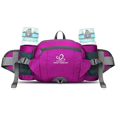 Image of WATERFLY Hiking Waist Pack Bum Bag with Bottle Holder Running for Camping Climbing Travel Cycling and Dog Walking (Rose)