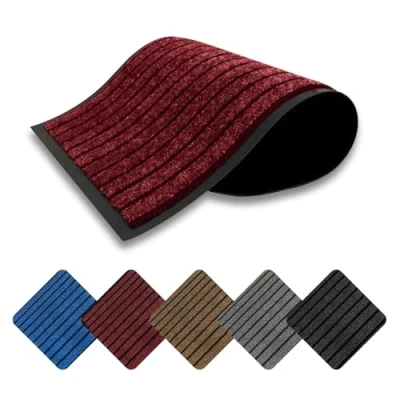 Image of Domats Non Slip Rubber Door Mat Heavy Duty Washable Entrance Rug Super Absorbent Waterproof Pvc Backing Indoor &amp; Outdoor Doormats Matts for Home Office Commercial Use(Red 120x180)