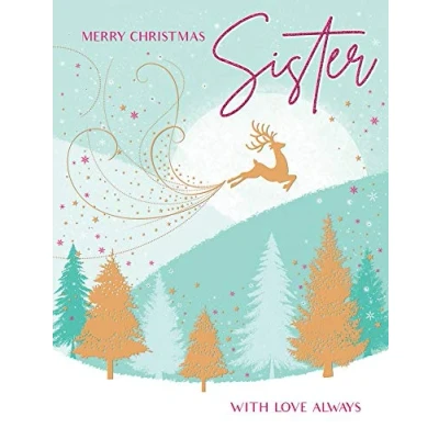 Image of Piccadilly Greetings Classic Christmas Card Sister 8 x 6 inches