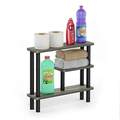 Image of Furinno Turn N Tube Slim Space Saving Storage Rack, French Oak/Black,53 (W) x 46.6 (H) 14.5 (D) cm
