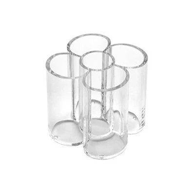 Image of OSCO Clear Acrylic 5 Tube Pen Pot Desk Tidy Pencil Holder Office Organiser Makeup Storage Cosmetic Display Stationery Sorter H10 x W9.7 D9.7 cm
