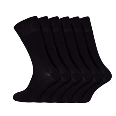 Image of IOMI 6 Pairs Footnurse Gentle Grip Bamboo Diabetic Socks Unisex Size UK 11, EUR 39 45 (Black)
