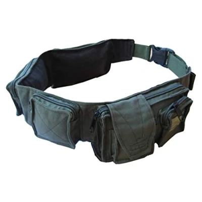 Image of Army Combat Military Utility Belt Cargo Travel Bum Bag Black Or Green (Olive Green)