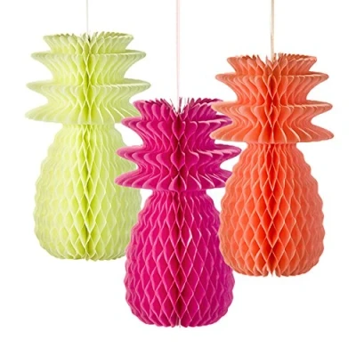 Image of Talking Tables Decadent Decorations Hanging Honeycomb Pineapple Décor for a BBQ, Luau, or Summer Party, Multicolour (3 Pack)