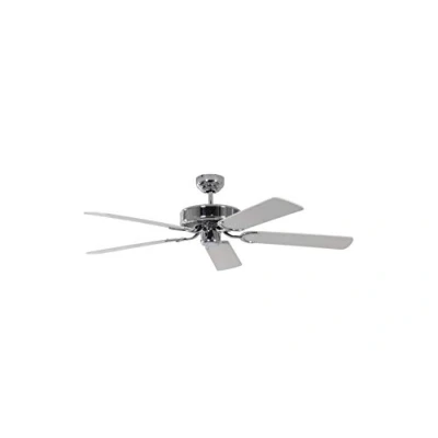 Image of Potkuri 52 inch / 132 cm Ceiling Fan without Lights Steel Finish with Pull Cord and Blades in White Cane