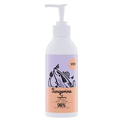 Image of YOPE Natural Body Lotion Tangerine and Raspberry Extract Shea Mafura Butter Macademia Oil Dry Skin Mositursing 98% ingredients 300ml