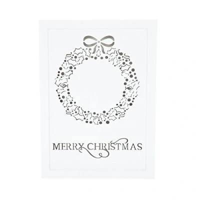 Image of Light Up LED Merry Christmas Xmas Wooden Wall Plaques Festive Indoor Room Decoration Wreath