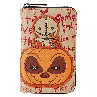 Image of Loungefly Trick &#039;r Treat Sam Pumpkin Zip Around Wallet, Tan, One Size