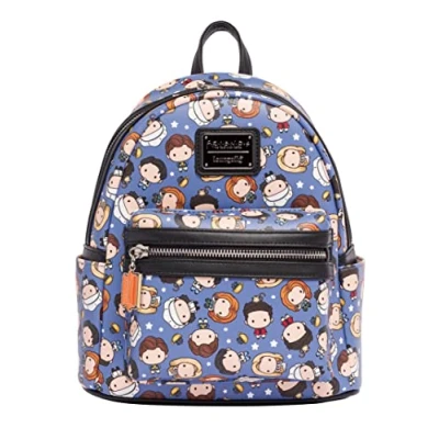 Image of Loungefly Backpacks Friends AOP Chibi Mini Backpack Blue