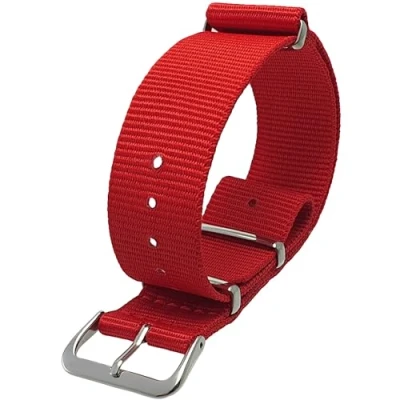 Image of Talk Time NATO Watch Strap Red Stainless Steel Buckle 20mm