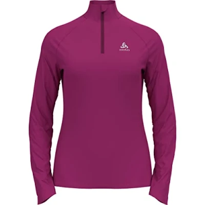Image of Odlo Women Running top with zipper ESSENTIAL CERAMIWARM, festival fuchsia, L