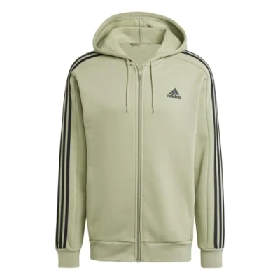 Image of adidas Sportswear Essentials 3 Stripes FULL ZIP Zipup sweatshirt, Men&#039;s, Size: Small, Tent green/black