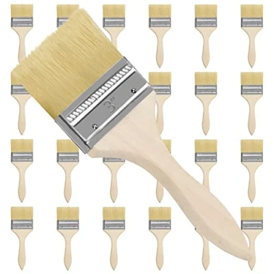 Image of Kurtzy Paint Brushes (24 Pack) Brush Head 76.2mm (3 inches) &amp; Overall Size 20cm (7.87 Suitable for Messy Jobs That Involve Chip Painting, Silicon, Gesso, Staining, Varnishes, Glues