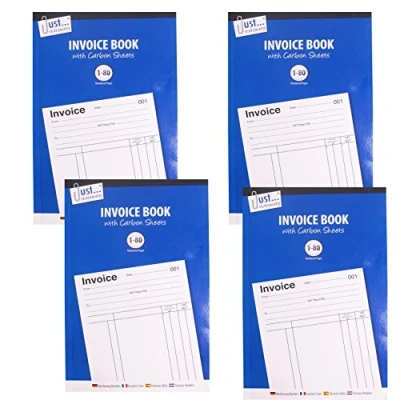 Image of 4X Duplicate A5 Invoice Books with Carbon Copies Numbered Pages 1 80