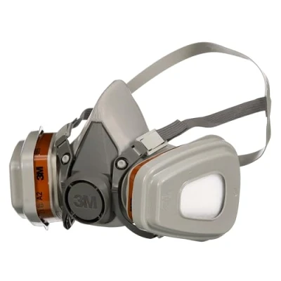 Image of 3M Spray Paint Respirator Half mask 6002C with Removable Filters, Protection Level A2P2 against organic gases, vapours &amp; dust, Reusable Valve for easy breathing, 1 Kit (Mask Filters)