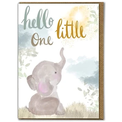 Image of Brainbox Candy Sweet Cute Newborn Boy/Girl Baby Card &#039;Hello Little One&#039; Blank Inside