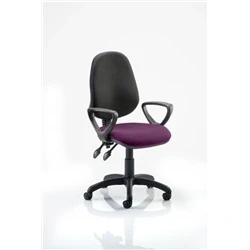 Image of Eclipse Plus II Lever Task Operator Chair Black Back Bespoke Seat with Loop Arms In Tansy Purple