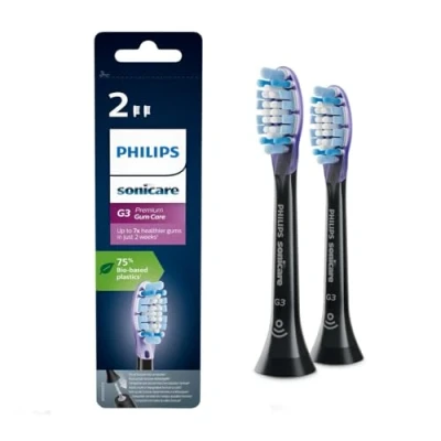 Image of Philips Sonicare Original G3 Premium Gum Care Standard Sonic Toothbrush Heads 2 Pack in Black (Model HX9052/33)