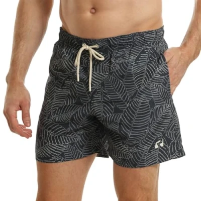 Image of RIPT Men&#039;s Performance Essentials Quick Dry UV 50 Sun Protection Swim Shorts Trunks, Navy Leaf Print, XXL