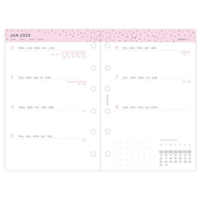 Image of Filofax Pocket Confetti Week to View Diary, Organizer 2023, Diary Refill, Calendar, White