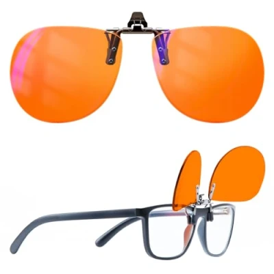 Image of Goiteia 100% Blue Light Blocking Clip On Glasses,Computer and Gaming Eyeglasses for Better Night Sleep,Anti Eye Strain,Suitable Screens,Games,TVs,Mobile Phones(60 * 50mm)