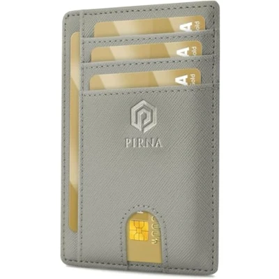 Image of PIRNA Slim Wallet for Men RFID Blocking Minimalist Credit Card Holder Lightweight with Gift Box (Gunmetal Grey)