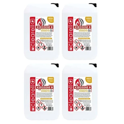 Image of Clearell 20L Pack of 4 80 Litres Premium Quality Kerosene Paraffin Heater Heating Oil Fuel Compliant to BS2869C2