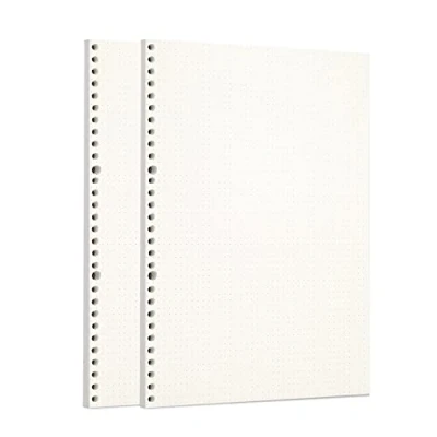 Image of Zelten 2 Pack A4 90 Sheets/180 Pages Dotted Loose Leaf Punched Paper Refills for 30 Hole Binder Personal Organizer Diary Notebook Refillable Planner