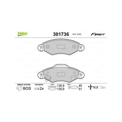 Image of 044650D010, 044650D040, 04465YZZCR, 04465YZZEM, 44650D010 Brake pad set VALEO 301736 TOYOTA: Yaris I Hatchback