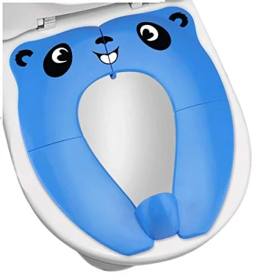 Image of [Upgrade Version] Foldable Potty Seat RIGHTWELL Travel Toilet Seat, Training Portable Toddler PP Material with Carry Bag (Blue)