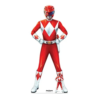 Image of Star Cutouts SC4258 Red Power Ranger Lifesize Cardboard Cut Out With Mini