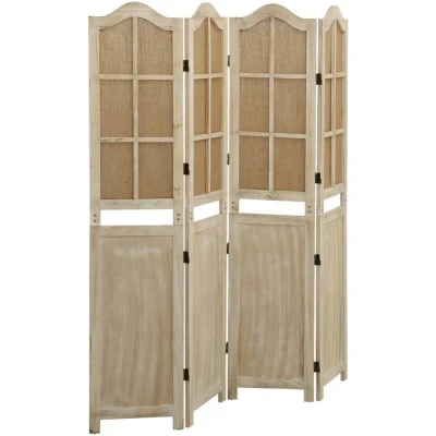 Image of vidaXL 4 Panel Room Divider Brown 140x165 cm Fabric