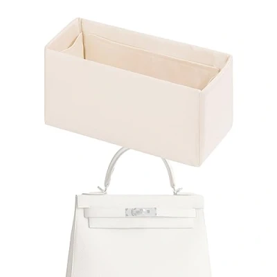 Image of XYJG Silk Bag Organiser Insert Fits Hermes Kelly Pochette/Mini/20/25/28/32/35/40, Luxury Handbag &amp;Tote Shaper (KL Pochette,Craie)