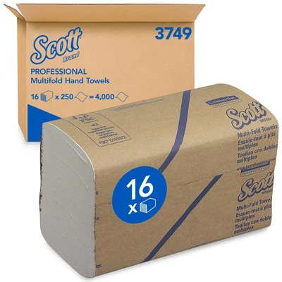 Image of Scott Multifold Hand Towels 250 Sheet White (16 Pack) 3749