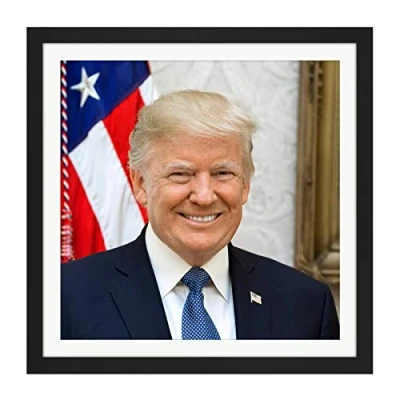 Image of Artery8 Craighead Portrait US President Donald Trump Photo Square Wooden Framed Wall Art Print Picture 16X16 Inch