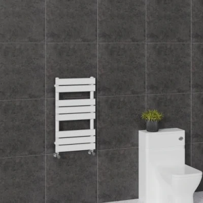 Image of Warmehaus Flat Panel Heated Towel Rail Radiator Ladder Rad 800 x 450mm Bathroom Central Heating Warmer White