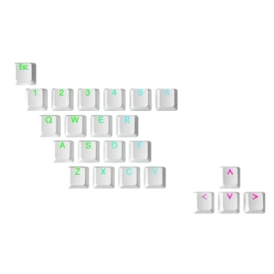 Image of Ranked Rubber Keycap Set Double shot Translucent OEM Profile for Mechanical Gaming Keyboard (White, 23 Keys)