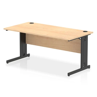Image of Impulse 1600x800mm Straight Desk Maple Top Black Cable Managed Leg