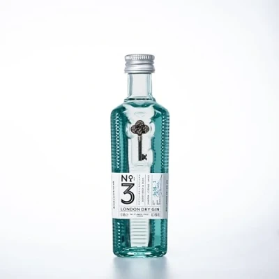 Image of No.3 London Dry Gin Mini, Voted Best in The World 4 Times, Great For Cocktails Including Martini, Cocktail Mixer Negroni, &amp; Tonic Tom Collins, All 46% ABV, 5cl 50ml