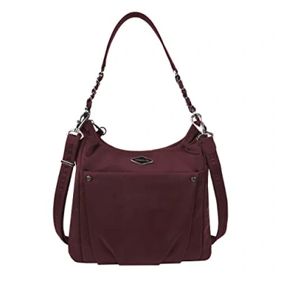 Image of Travelon Double Zip Crossbody Clutch, Wine