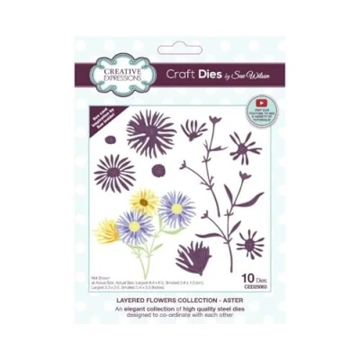 Image of Creative Expressions Sue Wilson Layered Flowers Collection Aster Craft Die, Brown, 3.3 x 2.6 ins