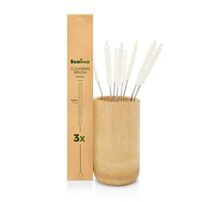 Image of Straw Cleaning Brush 3 Pack Pipe Cleaners Small Eco Set Cleaner Environmentally Friendly Products Kitchen Bambaw