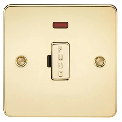 Image of KnightsBridge Flat Plate 13A fused spur unit with neon polished brass