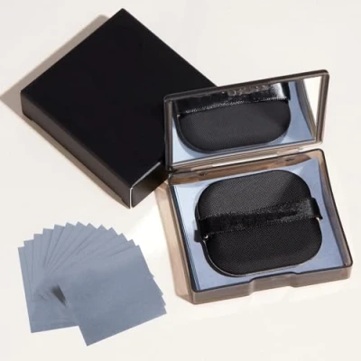 Image of RYHHH 200Pcs Oil Absorbing Sheets for Face, Blotting Paper Oily Skin, with Mirror Case and Self Adhesive Powder Puff, Easy Use Perfect Skin Control, Natural Bamboo Charcoal