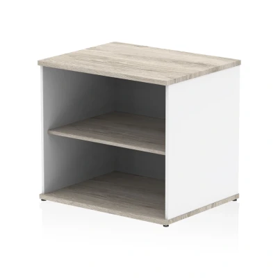Image of Impulse 600mm Deep Desk High Bookcase Grey Oak and White
