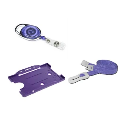 Image of ID Card It Holder, Neck Lanyard &amp; YoYo Badge Reel Set (Purple)
