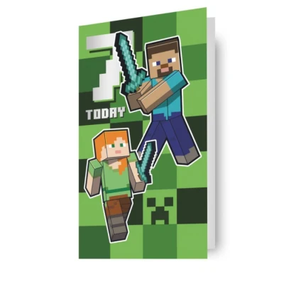Image of MINECRAFT OFFICIAL AGE 7 BIRTHDAY CARD.