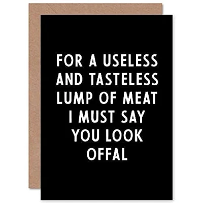 Image of Artery8 Useless Lump Of Meat Offal Birthday Christmas Funny Sealed Greeting Card Plus Envelope Blank inside